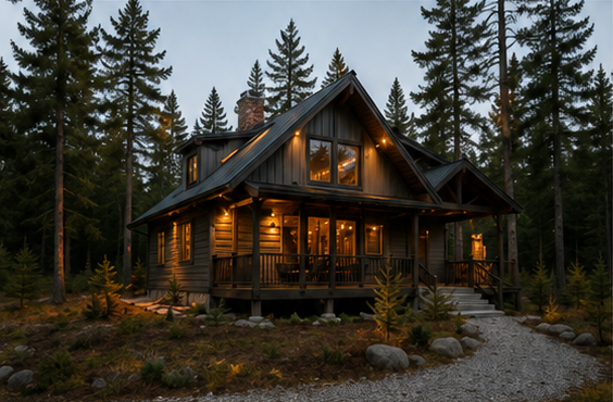 Hunting lodge in the forest